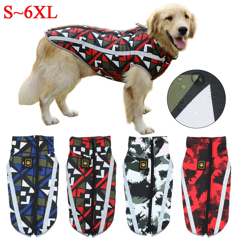 Dog Jacket Large Breed Dog Coat Waterproof Reflective Warm Winter Clothes for Big Dogs Labrador Overalls Chihuahua Pug Clothing
