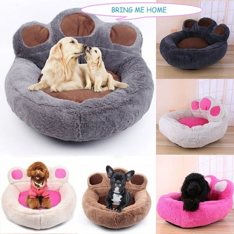 Cute Winter Warm Fleece Dog Bed Round Small Medium Large Dog Beds Extra Large Pet Plush Mats Soft Bear Paw Shaped Cats House