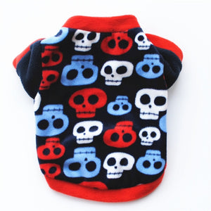 Cute Skull Print Pet Dog Clothes Winter Warm Fleece Pet Coat For Small Dogs French Bulldog Puppy Dog Clothing Chihuahua Clothes