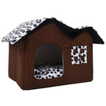 Pet House Luxury High-End Double Dog Room Brown dog cat bed Double Pet House soft warm house 55 x 40 x 35 cm legowisko dla psa