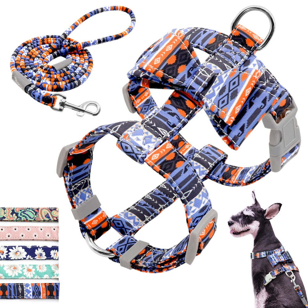 Adjustable Nylon Dog Harness Leash Set Pet Puppy Bowknot Harness Vest Walking Leash For Small Medium Dogs Chihuahua Arnes Perro