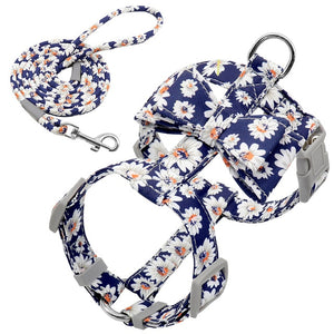 Adjustable Nylon Dog Harness Leash Set Pet Puppy Bowknot Harness Vest Walking Leash For Small Medium Dogs Chihuahua Arnes Perro