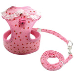 Soft Mesh Pet Puppy Dog Cat Harness Leash Set with Bell Cute Lace Pet Vest for Small Medium Dogs Chihuahua Yorkie Teddy S M L XL