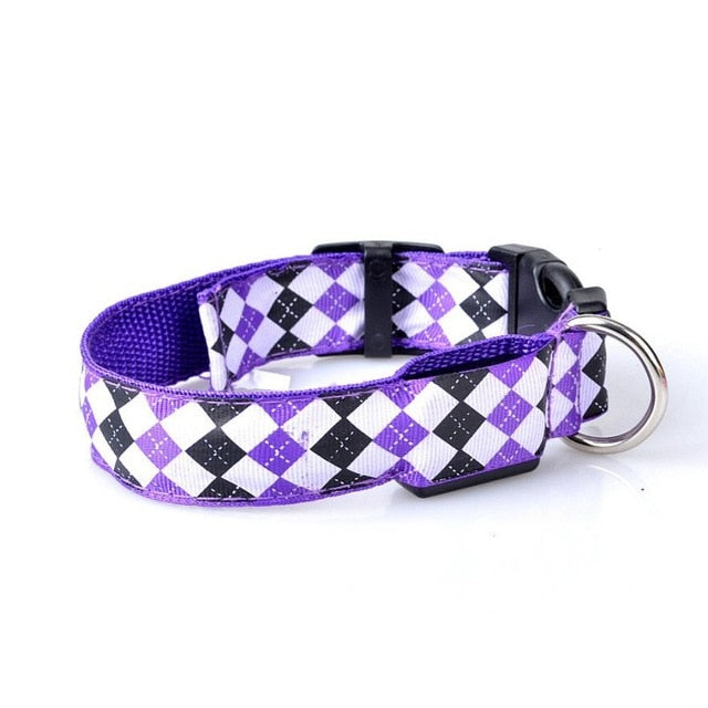 Fashion Pet Dogs LED Collar Luminous Night Safety Flashing Glowing Plaid Cat Dog Leash Harness Collars Pet Supplies Dropship #R5