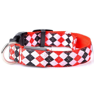 Fashion Pet Dogs LED Collar Luminous Night Safety Flashing Glowing Plaid Cat Dog Leash Harness Collars Pet Supplies Dropship #R5