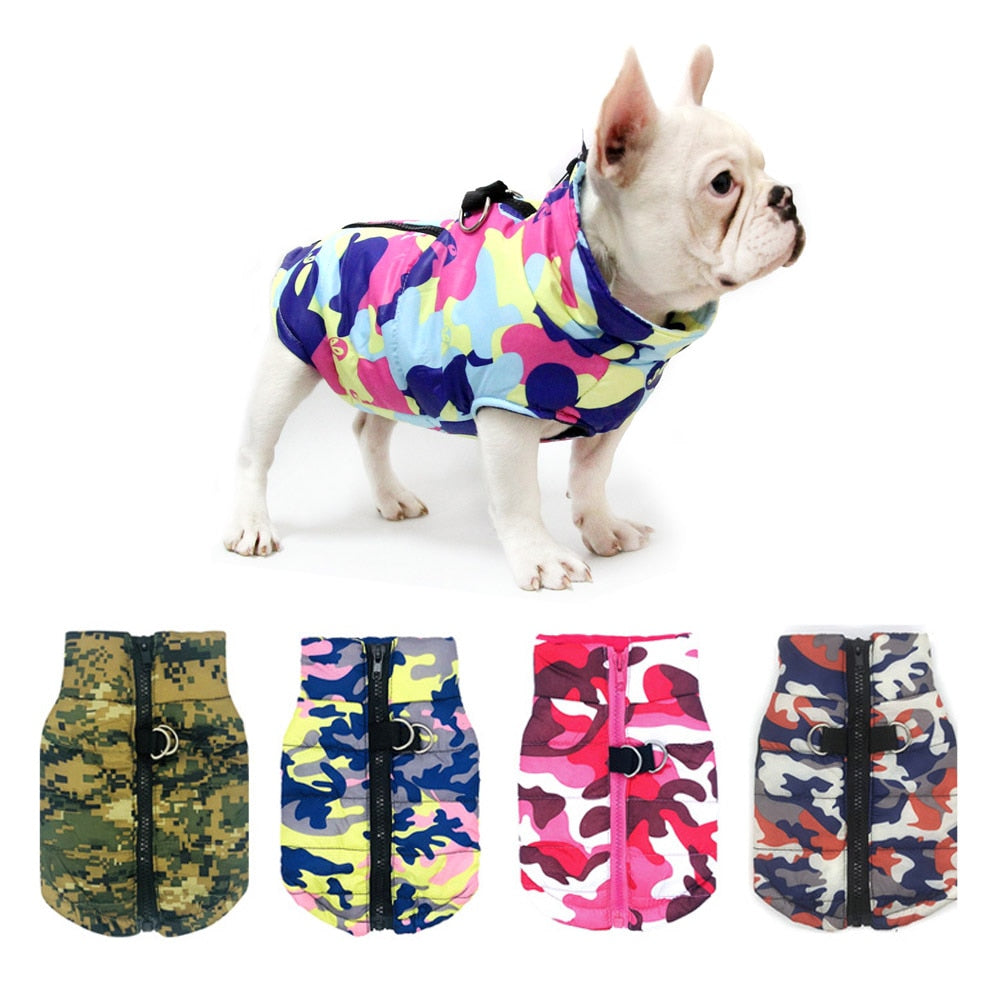Waterproof Dog Clothes Winter Pet Jacket Cotton Warm Camouflage Vest For Small Dogs Puppy Coat French Bulldog Clothing Cat Suit