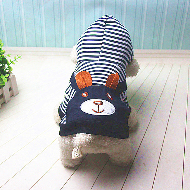 PUOUPUOU Fashion Striped Pet Dog Clothes for Dogs Coat Hoodie Sweatshirt Winter Ropa Perro Dog Clothing Cartoon Pets Clothing