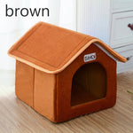 Pet Dog House Foldable Bed With Mat Soft Winter Leopard Dog Puppy Sofa Cushion House Kennel Nest Dog Cat Bed Small Medium Dogs