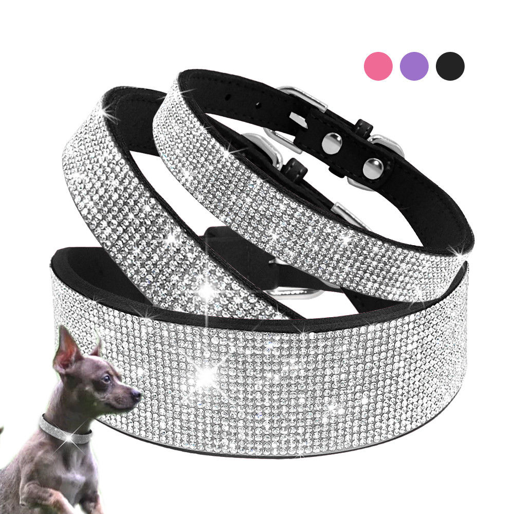 Bling Rhinestone Dog Cat Collars Leather Pet Puppy Kitten Collar Walk Leash Lead For Small Medium Dogs Cats Chihuahua Pug Yorkie