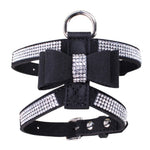 Bling rhinestone Pet Puppy Dog Harness Velvet & Leather Leash for Small Dog Puppy Cat Chihuahua Pink Collar Pet Products