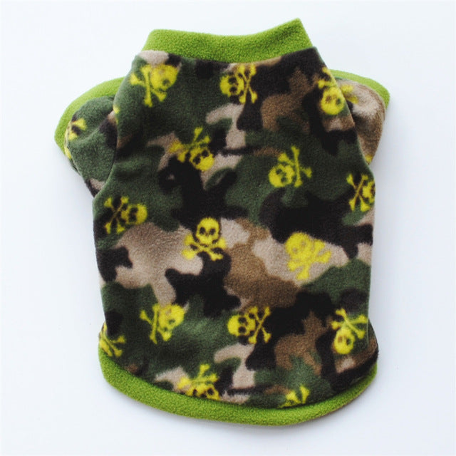 De lana caliente ropa de perro mascota lindo cráneo impreso Pet cachorro camisa para perros chaqueta Bulldog francés Jersey camuflaje perro ropa