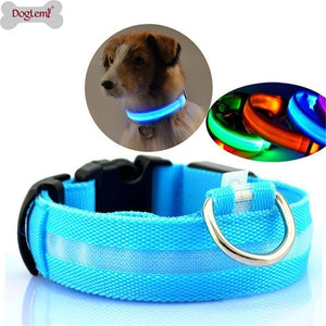 Correa LED de nailon para perros, seguridad nocturna, brillo en la oscuridad, correa para perros, collares fluorescentes luminosos para perros