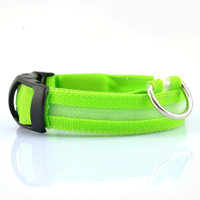 Collar LED de nailon para perros, correa de perro con brillo intermitente de seguridad nocturna, collares fluorescentes luminosos para perros, suministros para mascotas