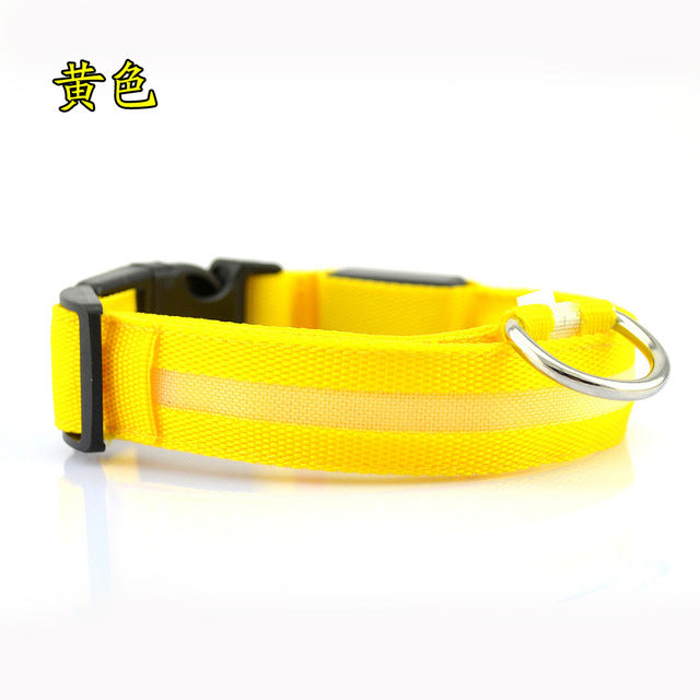 Collar LED de nailon para perros, correa de perro con brillo intermitente de seguridad nocturna, collares fluorescentes luminosos para perros, suministros para mascotas