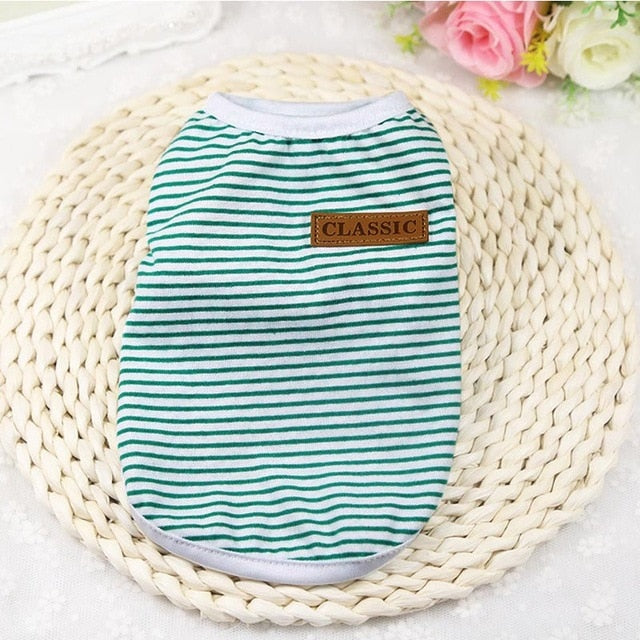 Summer Pet Dog Clothes Cotton Striped Vest t shirt Dog Clothing for Dogs Puppy Outfit shirt Small Pet chihuahua Clothes 25S2